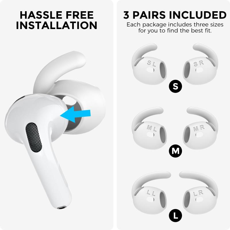 AhaStyle AirPods 第4世代用イヤーチップ (2024) 収納ポーチ付き： 3ペア S/M/L シリコン製イヤーカバー 滑り止め 交換用チップ Apple AirPods 第4世代と互換性あり