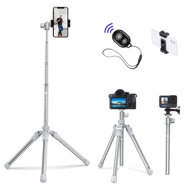 K&amp;F Concept トラベル三脚 偏心チューブ 4段 全高170cm 縮長30cm 脚径 22mm 小型 自由雲台 アルカ..