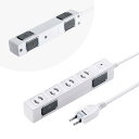 サンワサプライ(Sanwa Supply) 雷ガードタップ 2P・4個口・3m 2面計4個マグネット付き ホワイト TAP-SPWMG24-3(2)