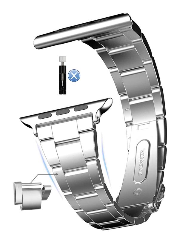 MaKTech ステンレス鋼の時計バンド、自己分解取り外し（工具不要）、3ピースメタルリンクブレスレットストラップ、 と互換性があるApple Watchシリーズ 11/10/9/8/7,Ultra 3/2/1,SE 3/2/1 [2025] (46mm(2.0)