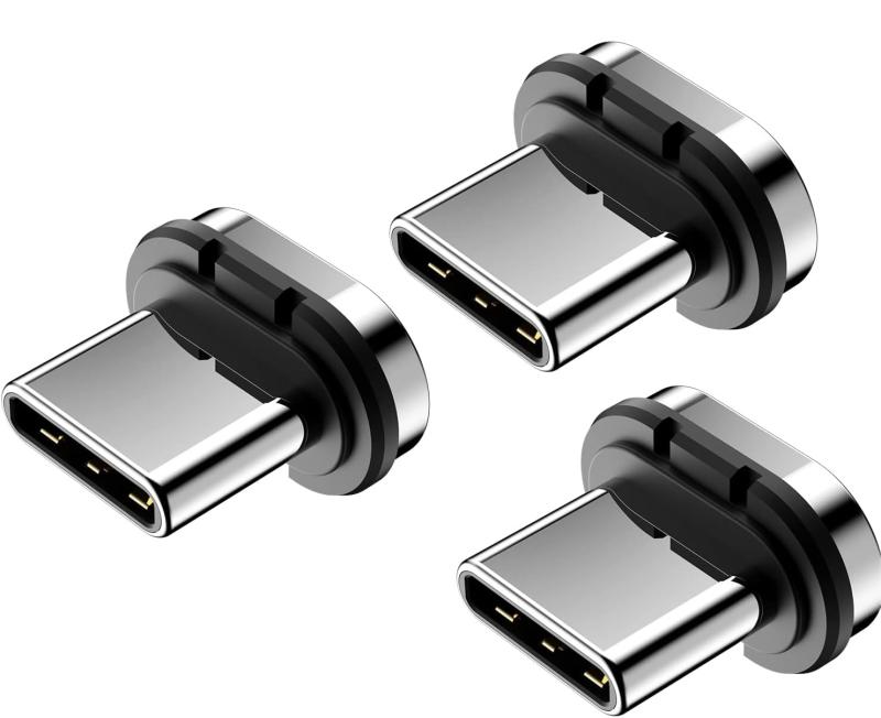 24ピン マグネット式 USB C コネクター チップ ヘッド (3パック) ほとんどのタイプ C 電話ケーブル アダプター パッド タブレットデバイスに対応