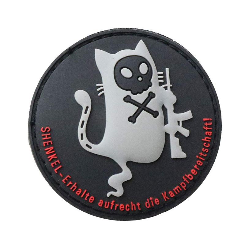 Rakuten - SHENKEL にゃんけるワッペン 丸型Φ55mm ベルクロ付き ブラック ot-005-07