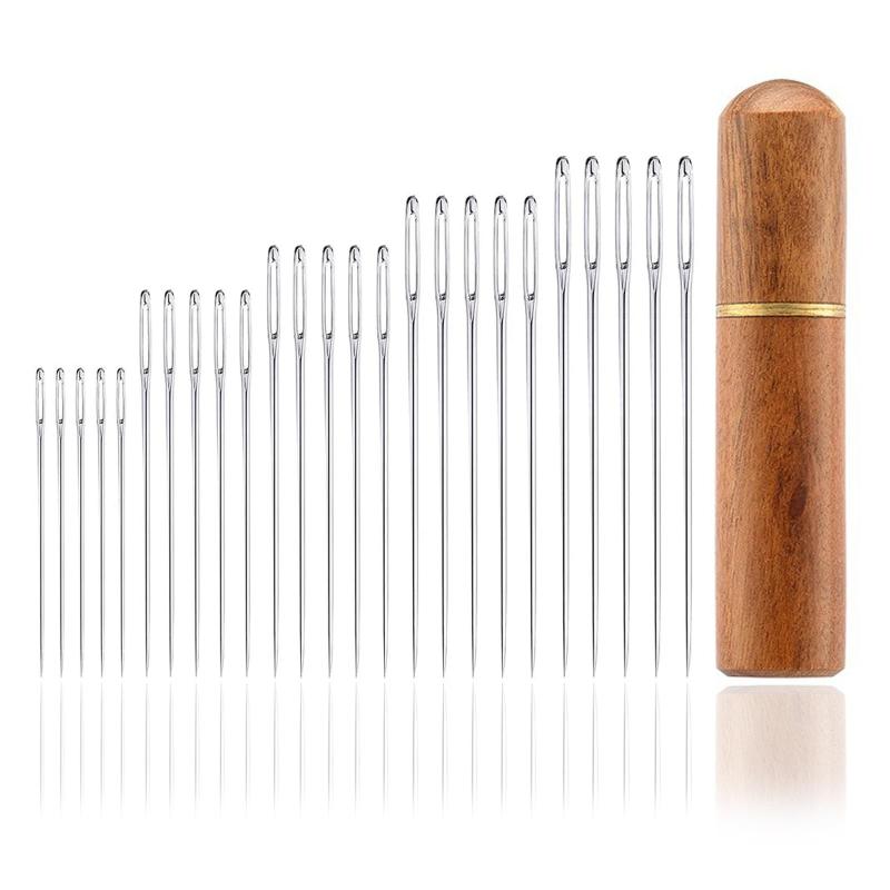 LIANHATA 手縫い針 5サイズ 針用容器付き 縫い針 鋭い針 針穴の大きい針セット 手縫針 手芸DIY工具 毛..