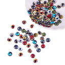 PH PandaHall 約100個セット 8x4mm ガラス製 動物の眼 丸め ガラスカボション ミックス 図案付き ラウンドビーズ スクエアドーム 拡大レンズ効果 DIY用 手芸用品 クラフト用品 ジュエリー用 ハンド