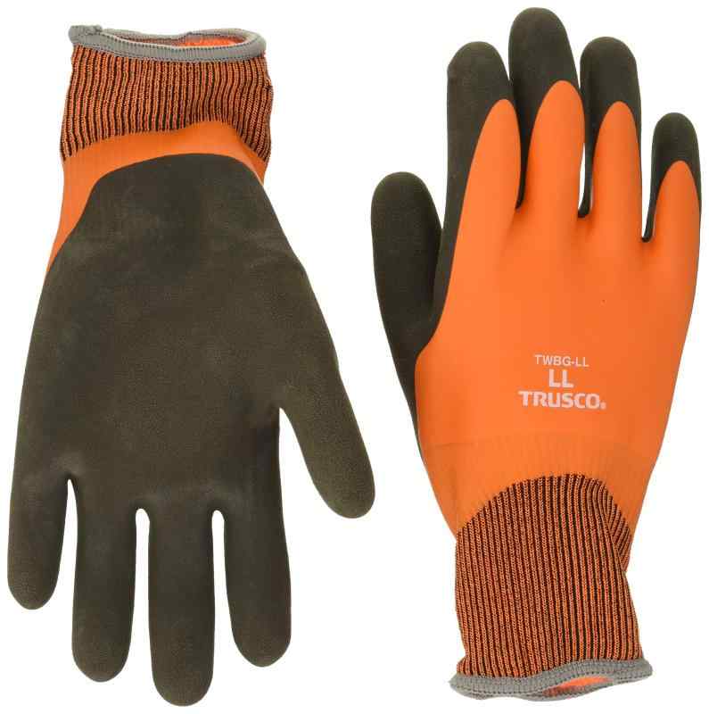 TRUSCO(トラスコ) 防寒天然ゴム手袋 オレンジ LLサイズ TWBG-LL