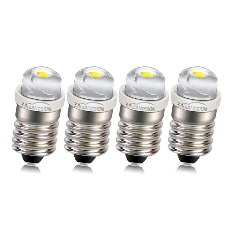 Ruiandsion 4個0.5W E10 LED電球LED懐中電灯アップグレード電球、6000Kホワイト (ホワイト, 3V)