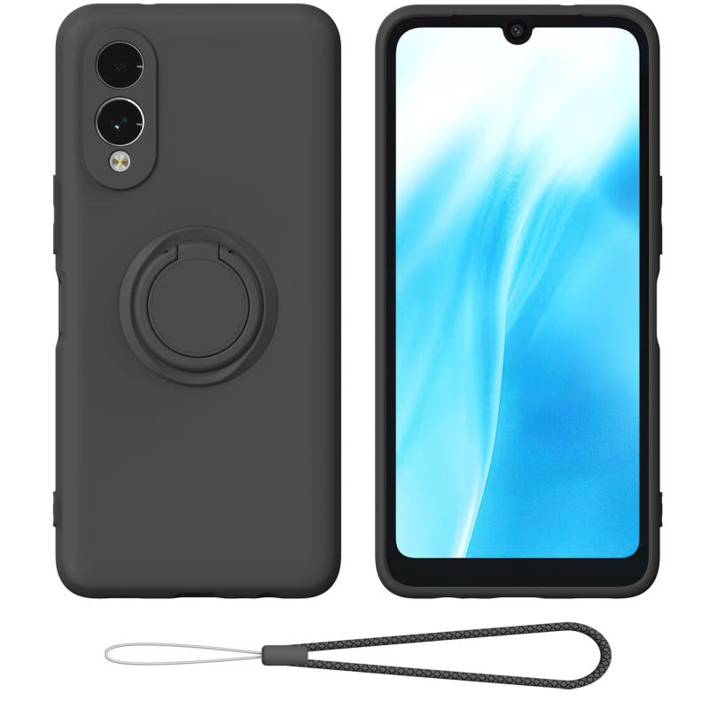 Rakuten - Gosento For arrows We2 F-52E ケース リング付き arrows We 2 リング スマホケース 携帯ストラップ スマホリング かわいい スマホ バンカーリング スマホカバー (ブラック)