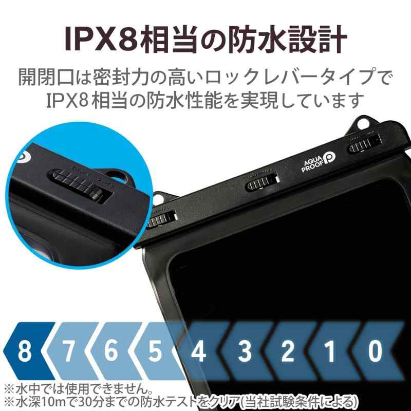 エレコム タブレット防水ケース お風呂 壁付け吸盤付 8.9～13inch ブラック TB-WPSB13BK