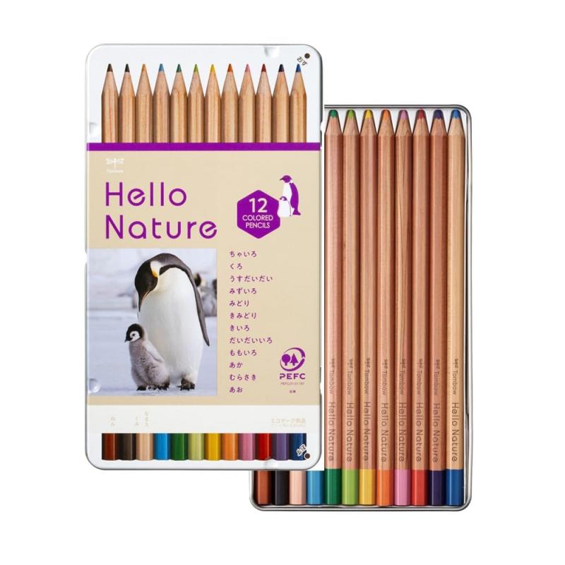 Rakuten - トンボ鉛筆 色鉛筆 12色 (六角軸) 小学生 (6年間使えるシンプルデザイン) ハローネイチャー コウテイペンギン CB-KHNEP0312C