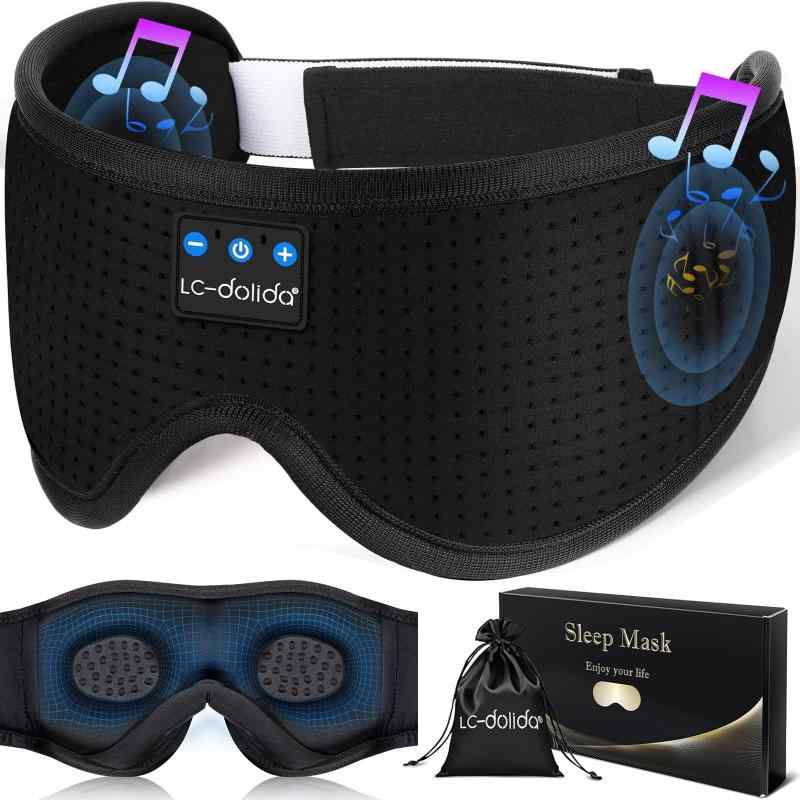 LC-dolida スリープマスク Bluetooth ヘッドホン付き スリープヘッドホン Bluetooth スリープマスク 3D スリープヘッドホン 横向き寝用 ギフトや旅行の必需品に最適 (エレガント ブラック) allinstore-10170829 オールインストア パッケージ画像