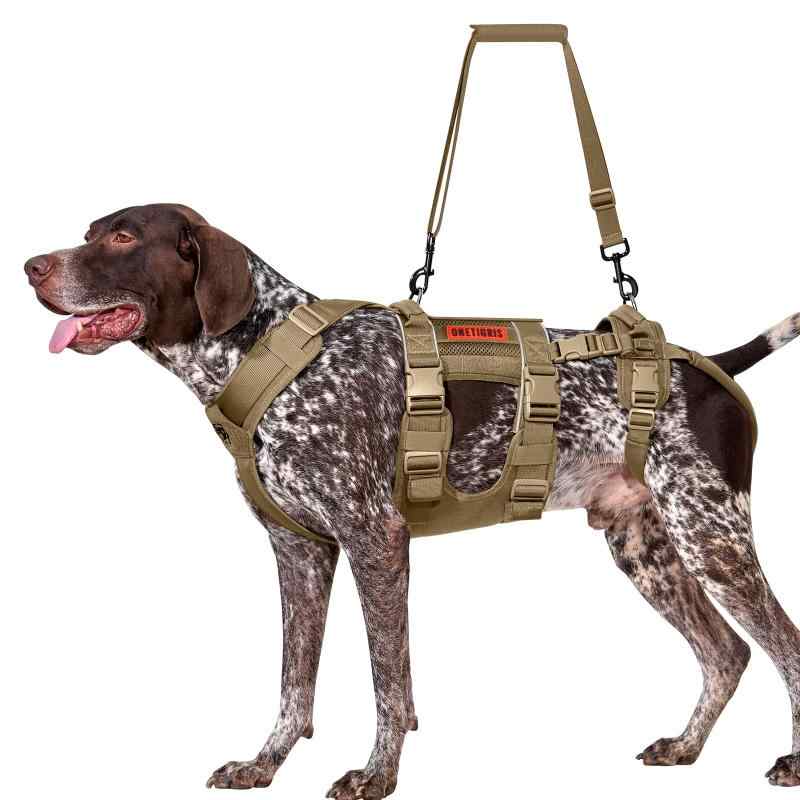 OneTigris ハーネス 犬 介護 歩行補助 介護ハーネス 高い通気性 犬 介護用品 お散歩 訓練 調整可能 中型犬/大型犬に向け 喉に優しい 1000Dメッシュナイロン 引っ張り防止 脱着簡単 張力分散 快復