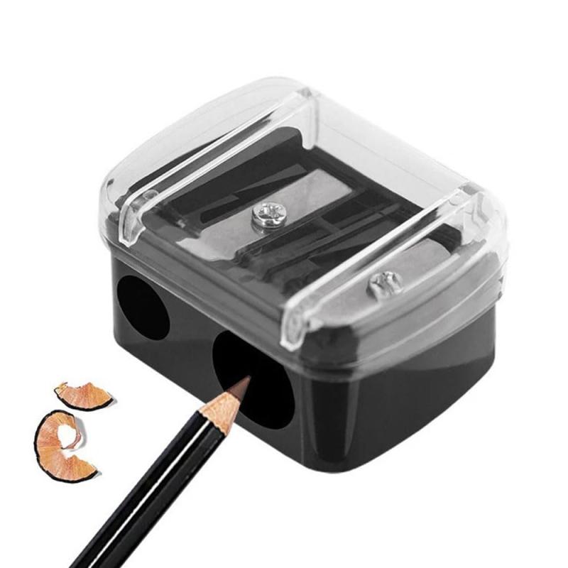 眉ペンシル削り アイライナー削り器 アイブロウペンシルナイフ 2穴設計 眉毛ツール ブラック 耐久性のある眉毛ツール 化粧品 8mm 12mm対応