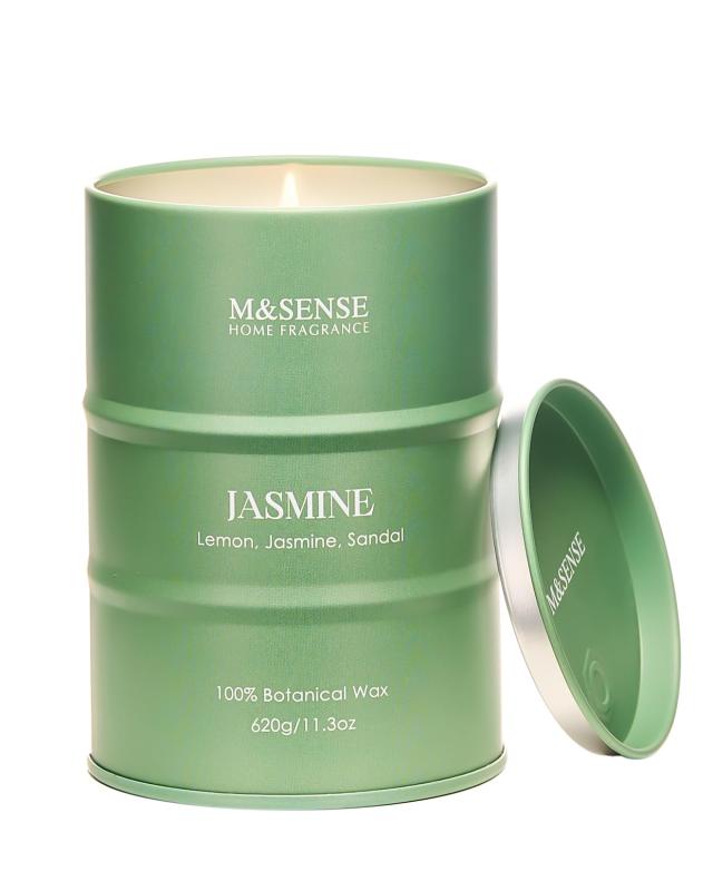 M&SENSE アロマキャンドル ジャスミン 600g ソイワックス 綿芯 約 130 時間燃焼 allinstore-10171093 オールインストア パッケージ画像