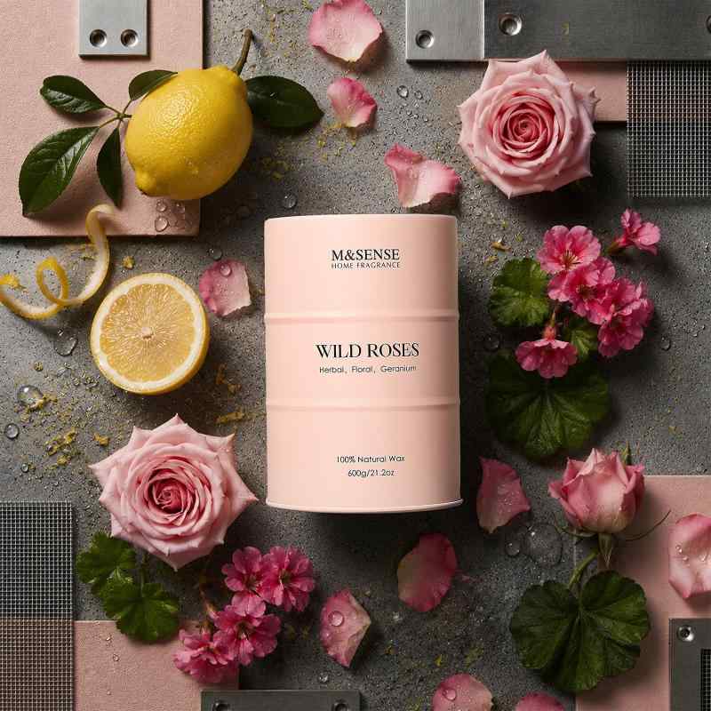 M&SENSE アロマキャンドル ワイルド・ローズ 600g ソイワックス 綿芯 約 130 時間燃焼 allinstore-10171094 オールインストア サンプル画像2