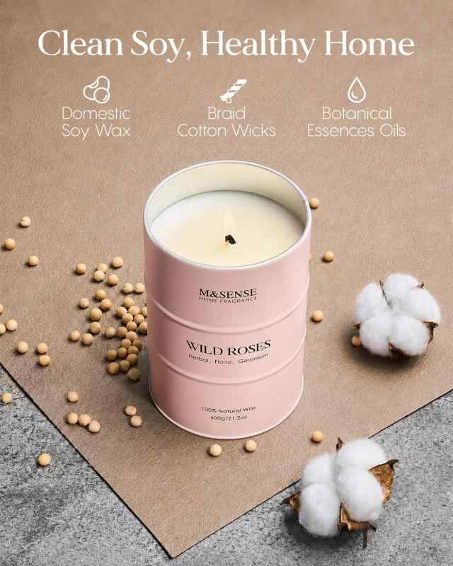 M&SENSE アロマキャンドル ワイルド・ローズ 600g ソイワックス 綿芯 約 130 時間燃焼 allinstore-10171094 オールインストア サンプル画像3