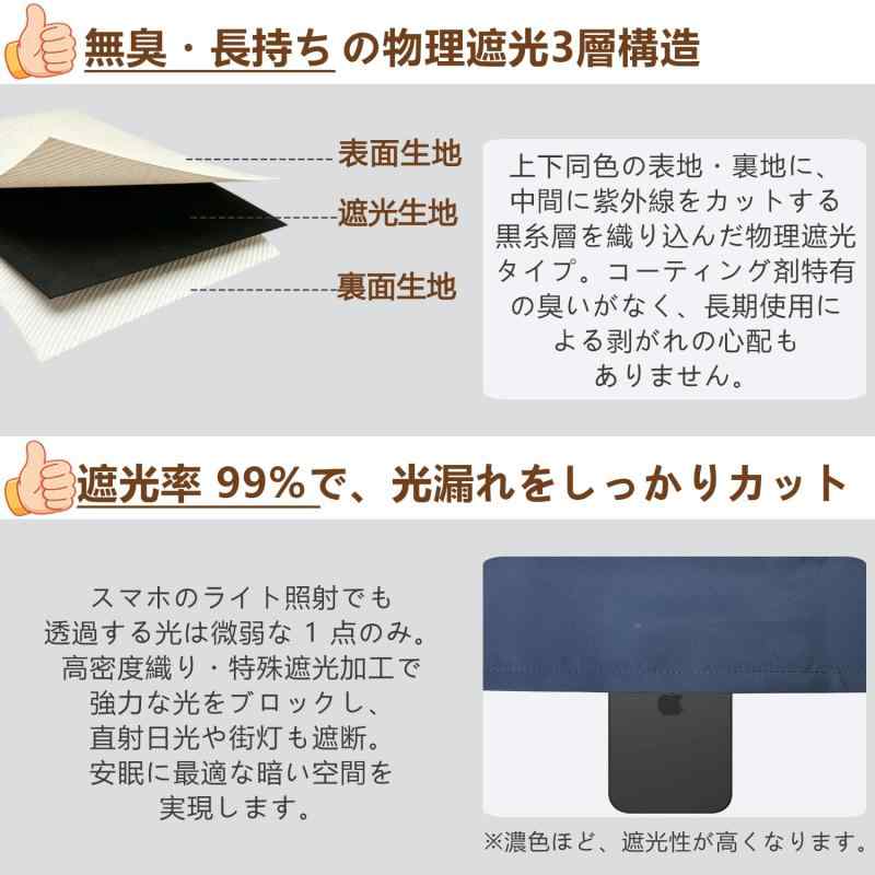 和み空間 遮光カーテン カフェカーテン 小窓 90cm丈 目隠し 遮熱 断熱 UVカット 無地 保温防寒 リビング トイレ キッチン 洗濯可 ネイビー allinstore-10179414 オールインストア サンプル画像2