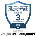 家電自然故障保証【3年に延長】250,001円〜300,000円延長保証