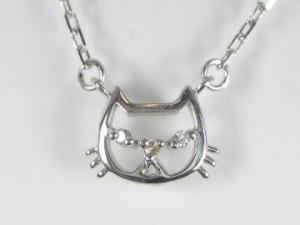 ネコモチーフK10WGホワイトゴー...