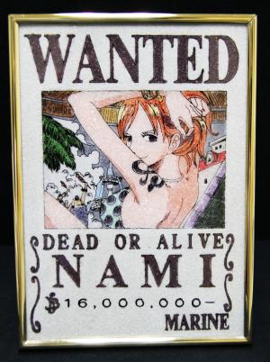 ワンピース宝石画ナミ手配書スタンド式宝石鑑別書付ONEPIECE宝石画