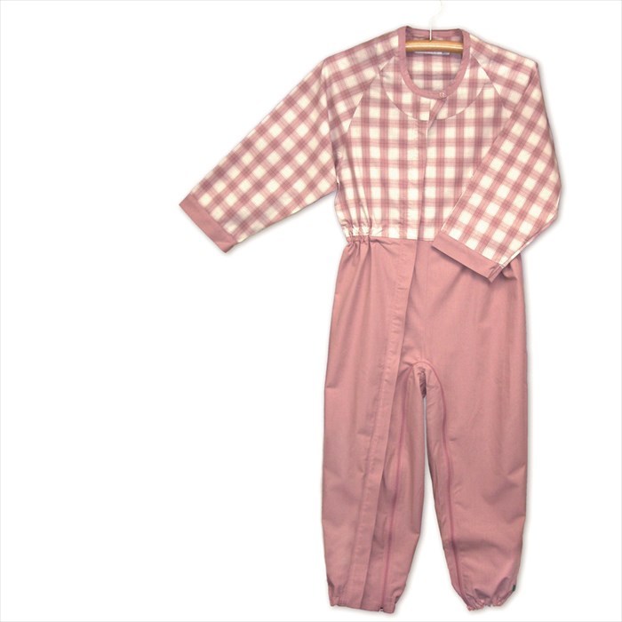 丸昌 制菌前開き介護用つなぎねまき M ピンク 通年用 乾燥機OK ファスナー パジャマ