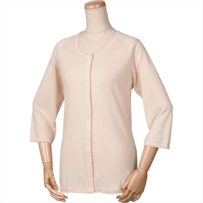 大阪エンゼル らくらく前開き肌着婦人用七分袖 M ベージュ 女性用 介護用 肌着 下着 インナー【メーカー取寄/注文後のキャンセル不可】