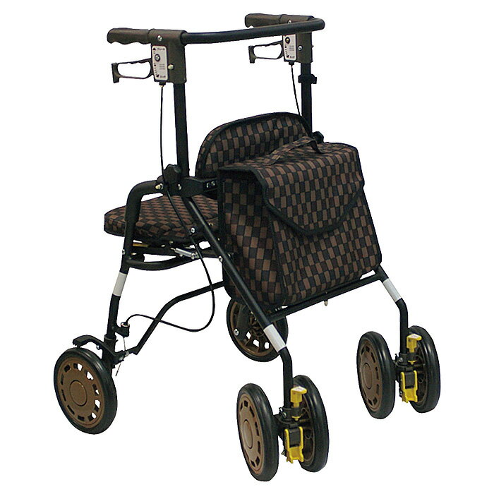 島製作所 シンフォニーEVA Bブラウン 歩行車 杖立て付 歩行器 高齢者 老人 介護用