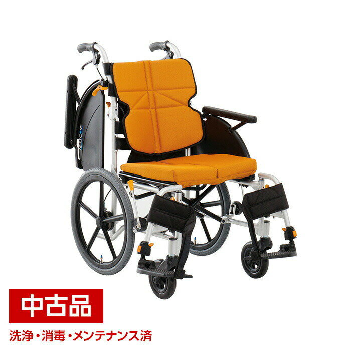 【中古】 松永製作所 ネクストコア・マルチ 介助 オレンジ NEXT-41B 42幅 車椅子 車いす 介助用 コンパ..