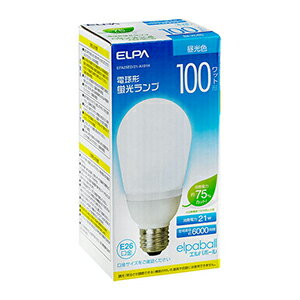 ELPA　エルパボール　電球形蛍光ランプ（蛍光ランプ）　A形　100W形　3波長形昼光色　E26口金　EFA25ED21A101H 1