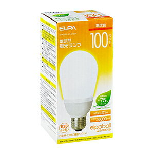 ELPA　エルパボール　電球形蛍光ランプ（蛍光ランプ）　A形　100W形　3波長形電球色　E26口金　EFA25EL21A102H