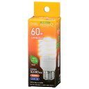 オーム電機 電球形蛍光灯(蛍光ランプ) D形 エコデンキュウ スパイラル形 60形(60W形) 3波長形電球色 E26口金 EFD15EL12SPB