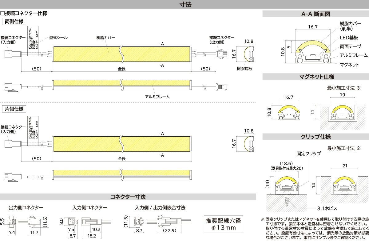FKK　LEDライン照明　高演色タイプ　FGO　DC24V　ドーム型　1247．5mm　専用調光器...