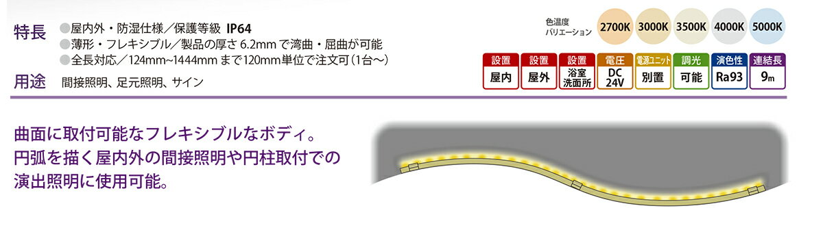 森山産業　LED照明　LEDsチューブHi　屋内外　防湿　24V　直流電源装置別売　全長244mm　電球色2700K　ELT2F2024J2724A ※受注生産品