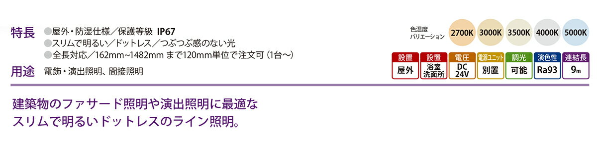 森山産業　LED照明　ミドルパワーラインIP67　屋外　防湿　24V　直流電源装置別売...