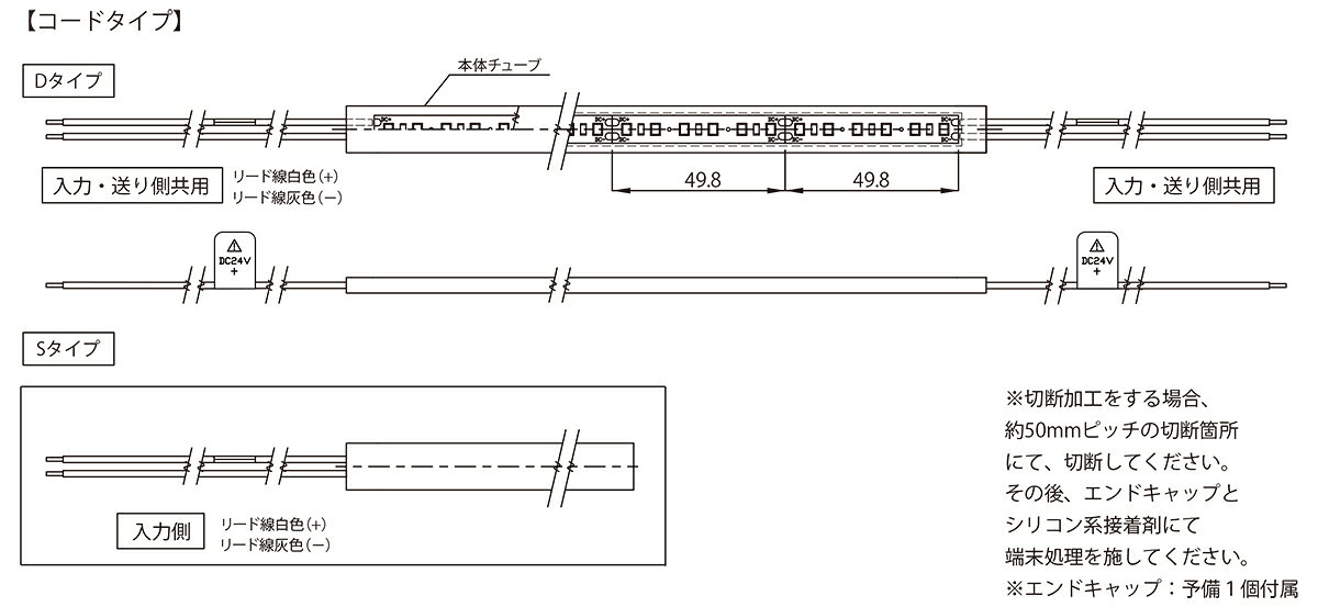 TES LIGHTING フレキシブル照明 Qoonela Black(クーネラブラック) TQBシリーズ コードタイプ 全長:1014mm 2200K 電球色 両側コードタイプ TQB101422D ※受注生産品