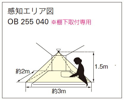 ☆ODELIC　LEDキッチンライト　人感センサ付（手動スイッチ付）　FL20W相当　昼白色　消費電力8．5W　棚下面取付専用　100V用　OB255040