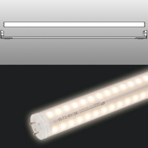 ニッケンハードウェア　看板灯用直管LEDランプ　LED蛍光灯　View　Lamp　Tube2＋シャーシセット　32W形　FL32S形　875mm　消費電力16W　3000K　電球色相当　両面360°配光　両側給電　2060lm　IP65　VLT2RY32WG3KNS32 2