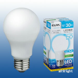 ELPA エルパボール LED電球 一般電球形 30W形相当 軽量・広配光タイプ 3W 昼光色相当 E26口金 340lm LDA3DGG5011