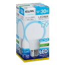 メーカー： ELPA / エルパ 朝日電器株式会社　　　　 シリーズ名：エルパボール LED電球 一般電球形 軽量・広配光タイプ 50/60Hz共用 質量：54g 定格入力電圧：100V 【以下の器具・環境には使用しないでください】 調光機能の付いた電球器具や回路(100％点灯でも使用できません) 密閉形、または密閉に近い器具 誘導灯・非常用照明器具、HIDランプ器具 直流電源では絶対に使用しないでください 断熱施工器具[SB、SGI、SG形表示器具] 白熱電球専用の自動点灯器具 屋外または雨や水滴のかかる場所では使用しないでください。 このほか使用器具の種類によって寸法的、熱的、その他状況により使用できなかったり、寿命が短くなる場合があります。 高温となる場所でご使用なられると寿命が短くなる場合があります。 （推奨使用温度範囲 5℃〜35℃） 白熱電球とは明るさ、光の広がり方（配光）が異なります。 人感スイッチなど自動点滅装置や、遅れ停止スイッチなどと組み合わせて使用出来ない場合があります。 LED素子にはバラつきがあるため、同じ形名商品でも商品ごとに発光色、明るさが異なる場合がありますのでご了承ください。 関連キーワード 電球型 LED E26 LED電球 電球 一般球 ホワイトELPA/エルパ LEDelpaball エルパボール 一般電球形 広配光タイプ 昼光色相当 省エネ・節電！一般電球と置き換え可能！ ■特徴 ●光源に、LED素子を使用しているので長寿命。電球交換の手間が省けるので、取り替えにくい場所に最適です。 ●低消費電力で、電気代の節約ができる省エネ設計です。CO2の排出量も削減できます。 ●点灯してすぐ明るくなるので、頻繁に入/切する場所のあかりにもおすすめです。 ●白熱電球のように、口金方向にも明るくきれいに光が広がる広配光設計です。 ●放熱効率の良い樹脂ボディにより、軽量＆コンパクトサイズを実現。様々な器具への取り替えに最適です。 ≪ELPA LED電球　エルパボール　一般電球形　軽量・広配光タイプ≫ ワット区分 品番 光色 口金 全長 外径 全光束 メーカー希望小売価格 梱包数 単品価格 定格寿命 3W LDA3D-G-G5011 昼光色相当 E26 106mm 55mm 340lm OPEN 1個 968円 40,000h ※口金のサイズはE26です。 E26