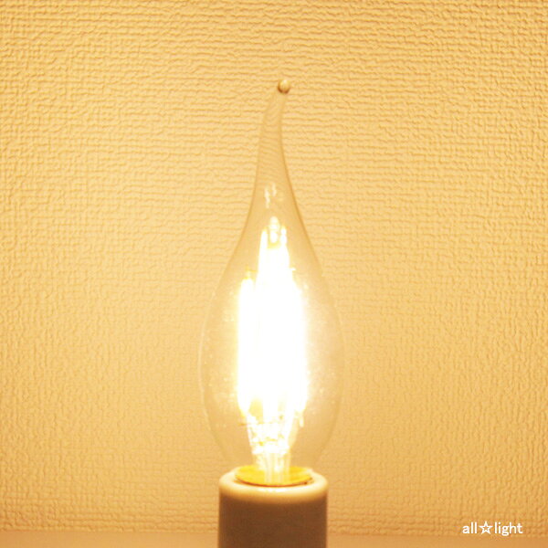 ★　LEDフィラメントバルブ　LED電球　曲がりシャンデリア電球タイプ　クリア　C35　E14　110V　4W　350lm　電球色（2700K）　LDC4LGE14L alllight-10074007 オールライト サンプル画像3