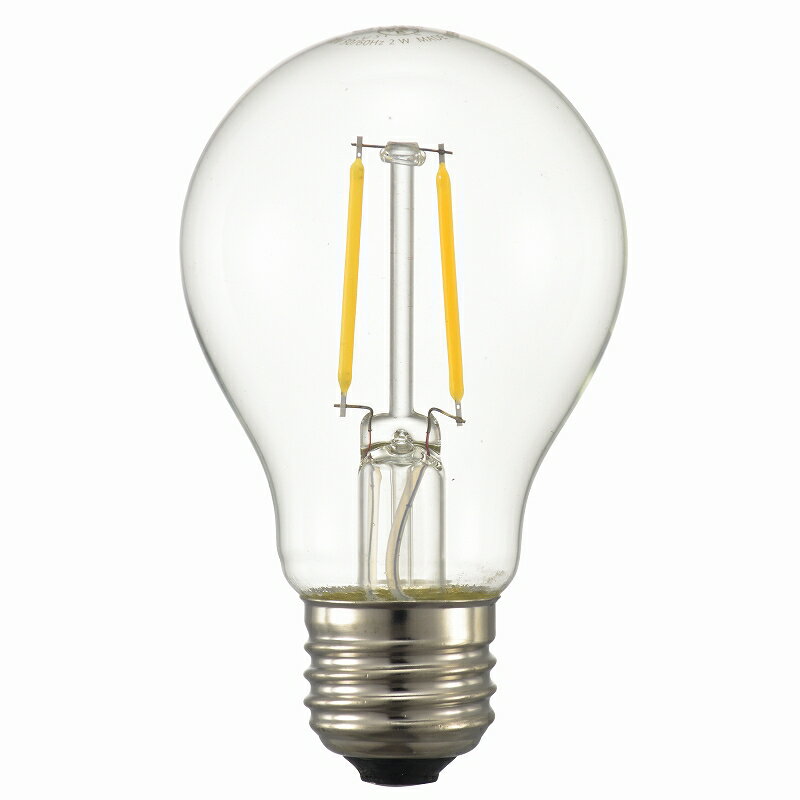オーム電機　LED電球　LEDフィラメントタイプ電球　一般電球形　クリアタイプ　一般球20形相当(20W形相当)　電球色　2．1W　全光束260lm　E26口金　全方向タイプ　LDA2LC6 1