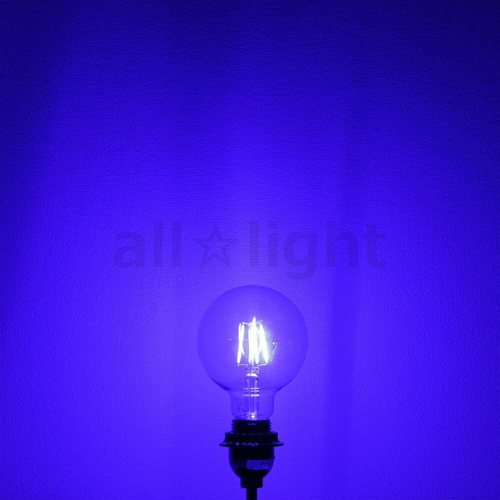 日本グローバル LED電球 LEDフィラメント電球 カラー電球 AMEDAMAシリーズ ボール電球形 G95(外径95mm) クリア 4W E26 ソーダブルー(青色) FLDCG95B [3]