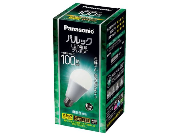 パナソニック　LED電球 プレミア　一般電球タイプ 全方向タイプ　Ra84　100形相當(dāng)（100W形相當(dāng))　晝白色（5000K）　1520lm　12．5W　E26口金　LDA13NGZ100ESWF