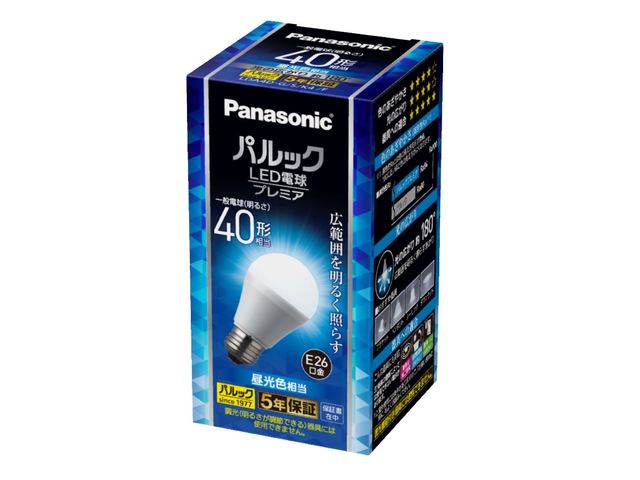 訳あり商品　パナソニック　パルック LED電球 プレミア　一般電球タイプ 広範囲を照らすタイプ　Ra84　40形相当（40W形相当)　昼光色（6500K）　485lm　4．2W　E26口金　LDA4DGSK4