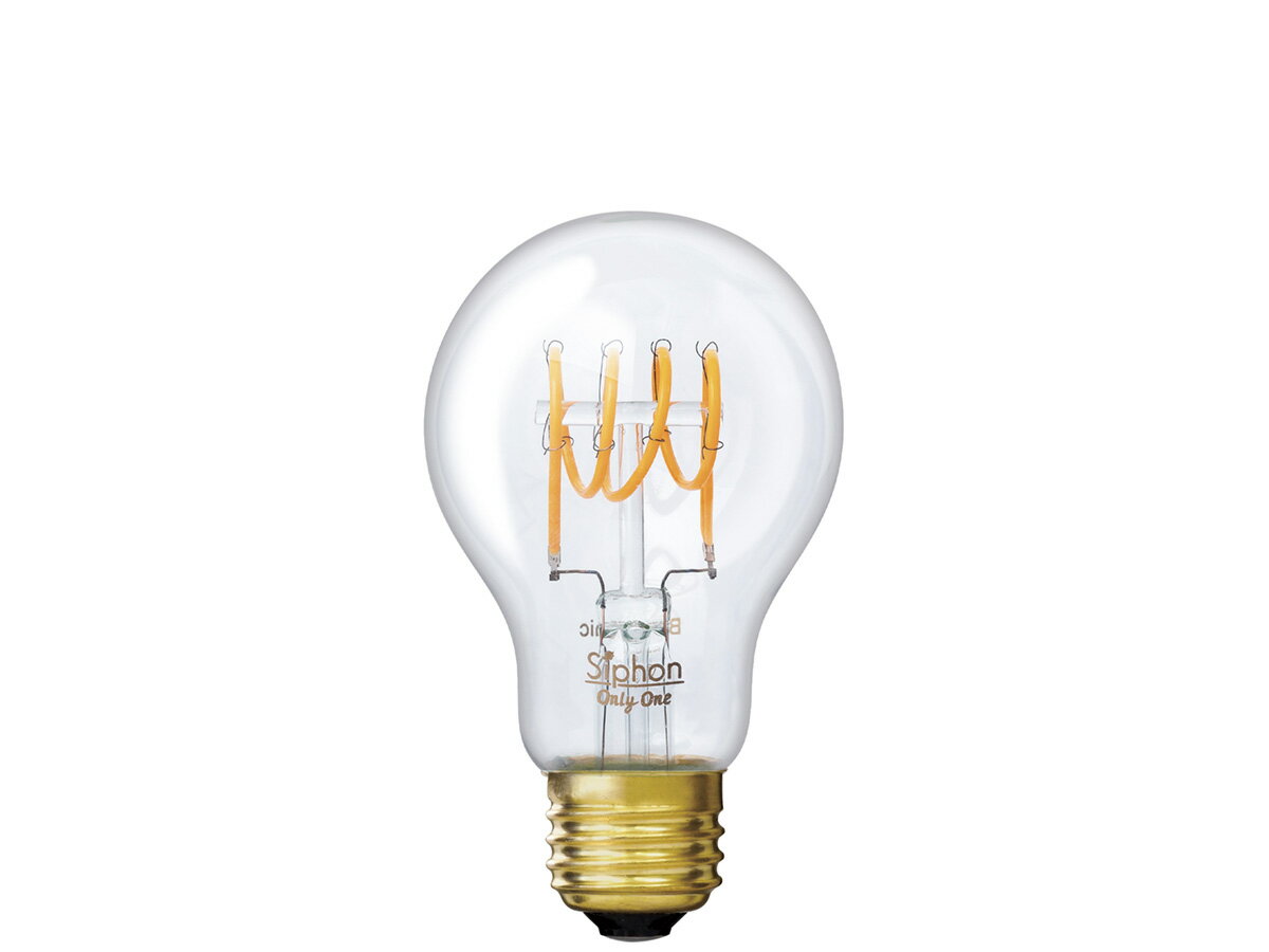 楽天オールライトビートソニック　OnlyOne（オンリーワン）　LED電球　Siphon（サイフォン）　一般電球形　The Bulb A60（ザ・バルブ60）　サイドコイル　15W形相当　暖系電球色（2200K）　E26　3.0W　170lm　クリアガラス　LDF100