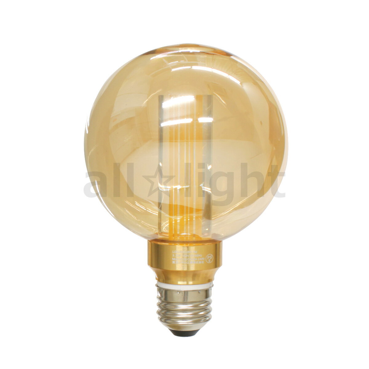 Ball - 東京メタル工業　LED電球　レトロ電球　ボール形　G95(外形95mm)　電球色1800K　広配光　3.3W　210lm　琥珀色　E26　LDG953LDVTM
