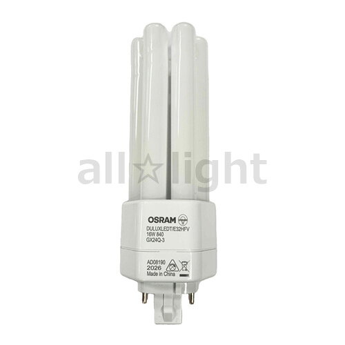 メーカー： OSRAM / オスラム シリーズ名： コンパクト蛍光灯形LEDランプ（LED DULUX） 品番：DULUX LED T/E32HF V 16W 840 GX24Q-3 定格ランプ電力：15W （ 15ワット ） 光色：白色 口金：GX24Q-3 光束：1800lm 色温度：4000K 入力電圧：100-242V 効率：120lm/W 長さ：146mm 直径：48mm 演色評価指数：Ra80 定格寿命：30000時間 同等品：FHT32EX-W （パナソニック） ※電子安定器専用（消費電力は組み合わせる電子安定器によって変動いたします） 調光機能付き安定器では使用できません。 ※AC電源へ直接接続しないでください。 ※密閉型器具・断熱材施工器具では使用できません。 ※屋内専用です。 ※AC直結では動作しない設計。過電流保護・過温度保護あり。 【注意事項】 使用器具・安定器について ・本製品は既存電子安定器を使用して点灯する専用LEDランプです。 ・すべての電子安定器での動作を保証するものではありません。 ・点灯しない場合は、器具および電子安定器の状態と適合をご確認ください。 ・電子安定器の経年劣化・仕様差・出力条件によって、正常点灯しない場合があります。 ・器具、反射板、電子安定器条件により、明るさ・配光が異なる場合があります。 ・調光機能付き器具では使用できません。 ・密閉型器具、断熱材施工器具では使用できません。 使用環境 ・屋内専用です。 ・水のかかる場所や湿気・結露のある場所では使用しないでください。 ・周囲温度-20℃〜45℃の範囲内で使用してください。 ・高温環境、密閉環境で使用した場合、寿命が短くなる場合があります。 ・粉塵や油煙の多い場所では使用しないでください。 ・腐食性ガスの発生する場所では使用しないでください。 関連キーワード コンパクト 蛍光灯 蛍光ランプ LED デュルックス 器具交換不要 電気工事不要 過電流保護・過温度保護あり 電子安定器専用 屋内用 非調光 AC直結不可 磁気式安定器不可 店舗 ホテル オフィス GX24q-3 FHT32EX-Wの代替に 白色 32W FHT32W 32W型 FHT32W型OSRAMコンパクト蛍光灯形LEDランプLED DULUX ■特徴 LED DULUXは既存FHT（コンパクト蛍光灯）を活かしながら 器具交換・電気工事が不要でLED化できる過渡期対応形製品です。 ・従来と同等クラスの明るさを確保しながら消費電力削減。 　長期的なランニングコスト削減が可能。 ・自然な広がりがある光を再現。店舗・ホテル・オフィスなどの雰囲気を損なわず、 　空間全体をやわらかく照らす。 ・電子安定器専用（消費電力は組み合わせる電子安定器によって変動いたします） 　調光機能付き安定器では使用できません。 ・AC直結では動作しない設計。過電流保護・過温度保護あり。 工事不要で即LED化 既存のFHT（コンパクト蛍光灯）ダウンライトをそのまま活用できる仕様。 器具交換や電気工事が不要で、ランプ交換のみでLED化が可能です。 現場負担を最小限に抑えながら、スムーズなLEDへの設備更新を実現します。 既存光源のFHTに近い自然な光 既存ダウンライトの反射板で、自然な広がりのある光を再現。 直接光の過度な指向性に頼らず、空間全体をやわらかく照らします。 店舗・ホテル・オフィスなど、既存の雰囲気を損なわずにLED化できる製品です。 明るさ維持で、ランニングコスト削減 従来のFHTと同等クラスの明るさを確保しながら、定格寿命30,000時間により交換回数を抑え、メンテナンス性も向上します。 ランニングコストを総合的に下げ、長期的なコストダウンにも貢献します。 蛍光灯からLEDへの移行対応 水銀規制により蛍光灯の生産・輸入は順次終了していきます。 LED DULUXは、既存FHT（コンパクト蛍光灯）ダウンライトを活かしながら、工事不要でLED化できる過渡期対応形製品です。 ≪OSRAM　コンパクト蛍光灯形LEDランプ　LED DULUX≫ ワット区分 消費電力 光色 品番 全光束 全長 直径 口金 梱包 単価 定格寿命 FHT24形相当 10W 電球色 DULUX LED T/E24HF V10W 830 GX24Q-3 1,080lm 130mm 48mm GX24Q-3 1本 4,840円 30,000h 白色 DULUX LED T/E24HF V10W 840 GX24Q-3 1,200lm 1本 4,840円 昼白色 DULUX LED T/E24HF V10W 850 GX24Q-3 1,200lm 1本 4,840円 FHT32形相当 15W 電球色 DULUX LED T/E32HF V16W 830 GX24Q-3 1,620lm 146mm 1本 5,280円 白色 DULUX LED T/E32HF V16W 840 GX24Q-3 1,800lm 1本 5,280円 昼白色 DULUX LED T/E32HF V16W 850 GX24Q-3 1,800lm 1本 5,280円 FHT42形相当 20W 電球色 DULUX LED T/E42HF V20W 830 GX24Q-4 2,160lm 167mm GX24Q-4 1本 5,940円 白色 DULUX LED T/E42HF V20W 840 GX24Q-4 2,400lm 1本 5,940円 昼白色 DULUX LED T/E42HF V20W 850 GX24Q-4 2,400lm 1本 5,940円 ※口金はGX24Q-3とGX24Q-4の2種類です。 GX24Q-3 GX24Q-4