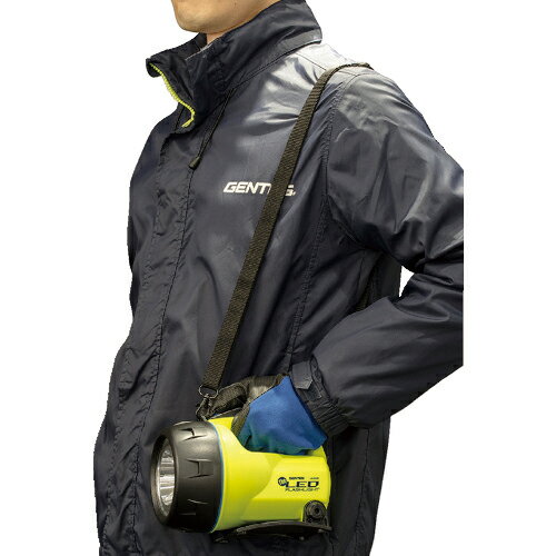 GENTOS　The LEDシリーズ　LED強力ライト　高輝度チップタイプ白色LED　防塵・防滴仕様（IP54準拠）　450lm　ショルダーストラップ付き　単1形アルカリ電池4個用（別売）　LK214D