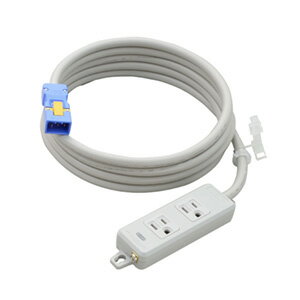明工社　横形OA用接地タップ　2コ口　15A　125V　パイロットランプ　マグネット付　ハーネスプラグ付　VCT3m　白　MR7702NT3
