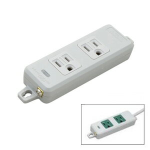 明工社　横形OA用接地タップ　2コ口　15A　125V　パイロットランプ　マグネット付　緑　MR7702WM ※受注生産品