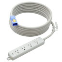 明工社 横形OA用接地タップ 4コ口 15A 125V パイロットランプ マグネット付 ハーネスプラグ付 VCT5m 白 MR7704NT5